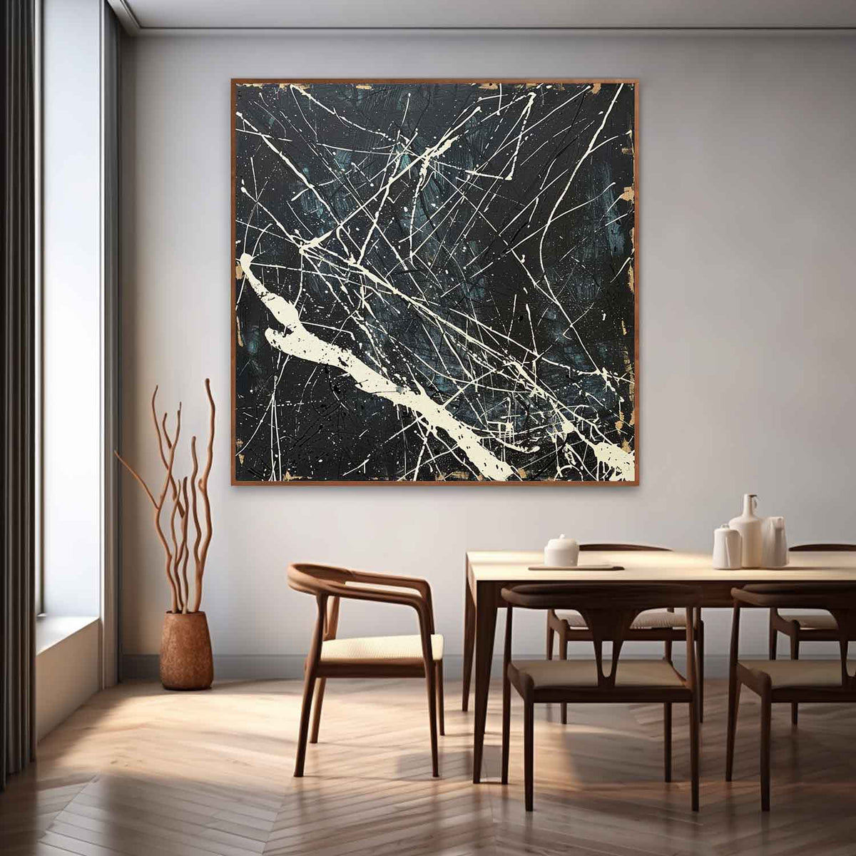 Textured Splatter Expressionist Art Black White Bold