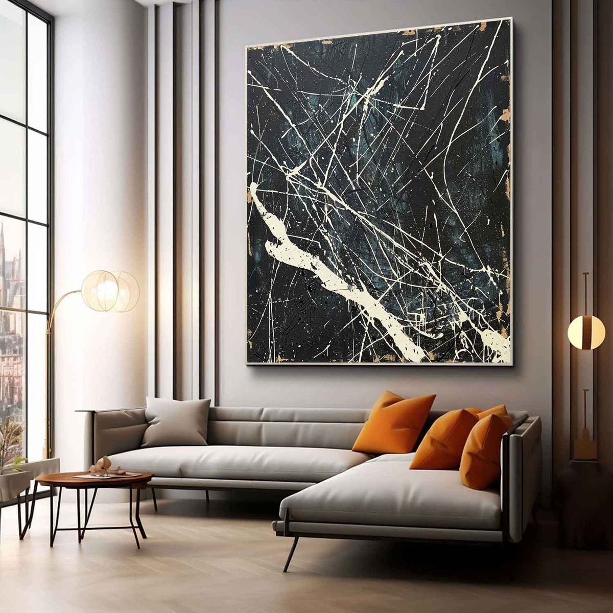 Textured Splatter Expressionist Art Black White Bold