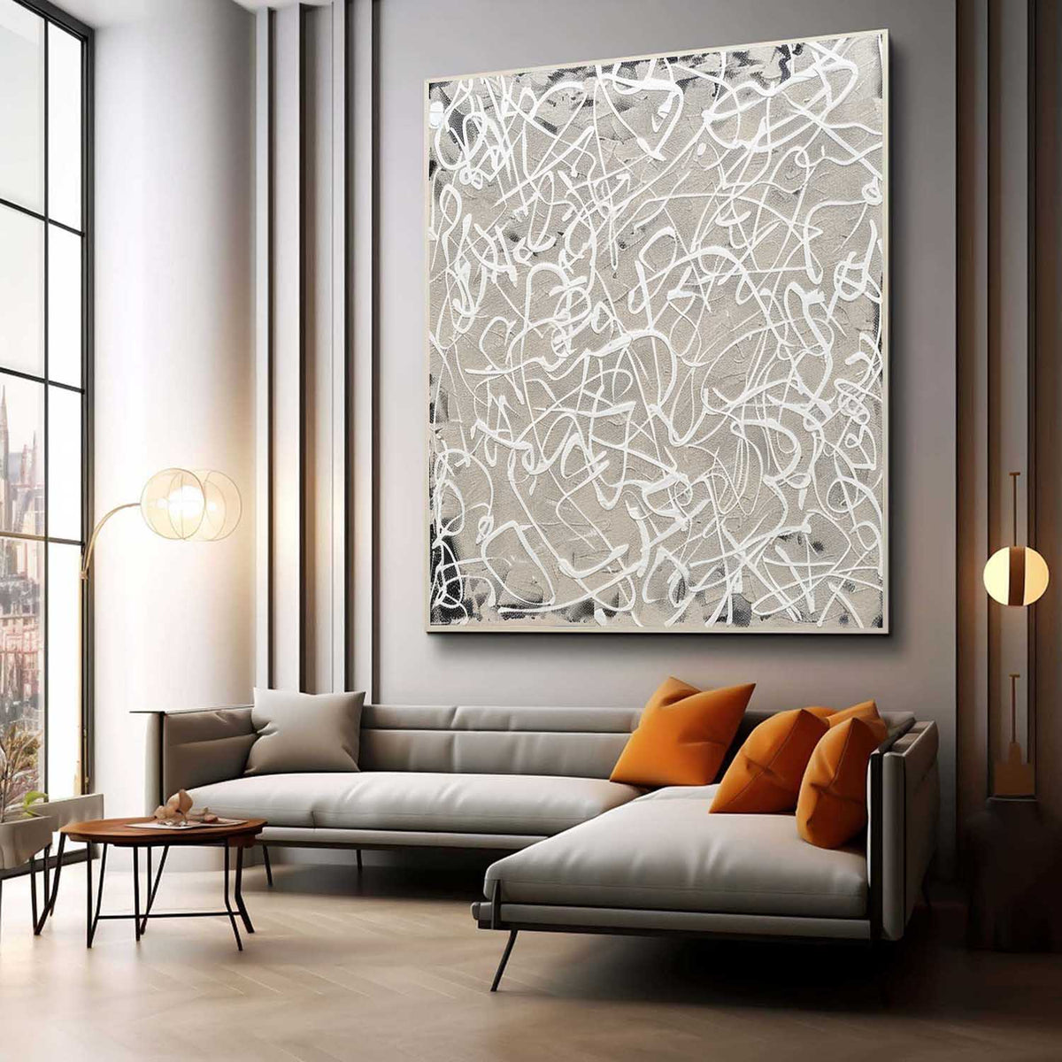 Wall Art Square Abstract Graffiti Art Monochrome