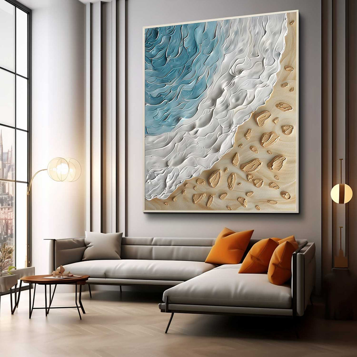 Plaster Art Texture 3D Beach Wave Seascape Painting
