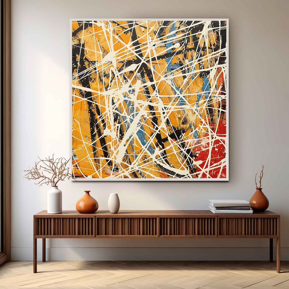 Wall Art Expressionist Vibrant Yellow Red