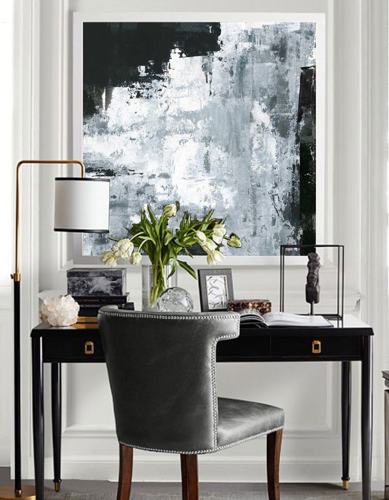 Monochromatic Grey Abstract Painting