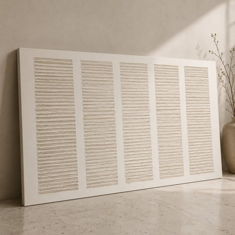 Textured Neutral Grid Relief Painting