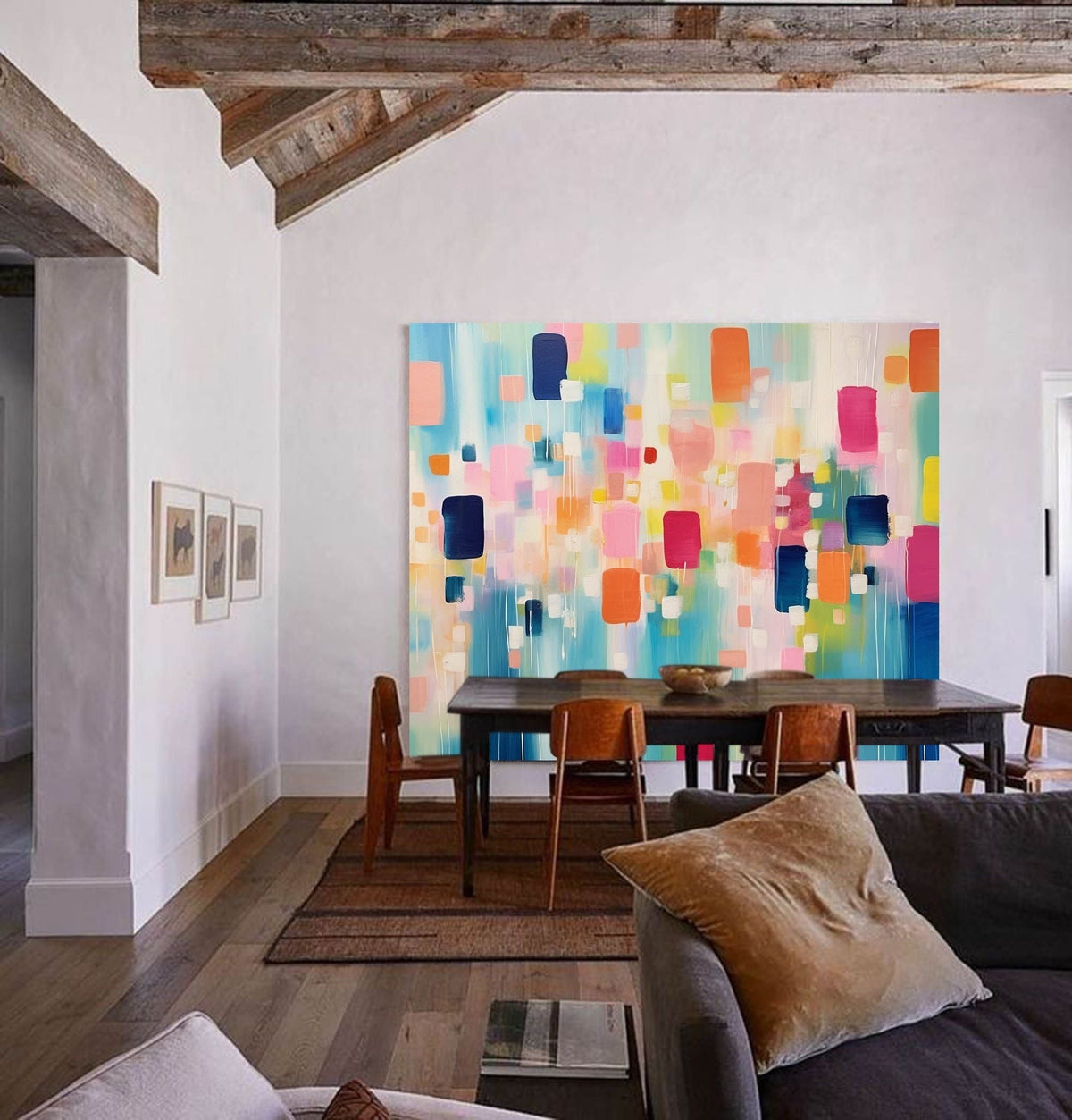 Contemporary Painting Vibrant Color Blocks Wall Art