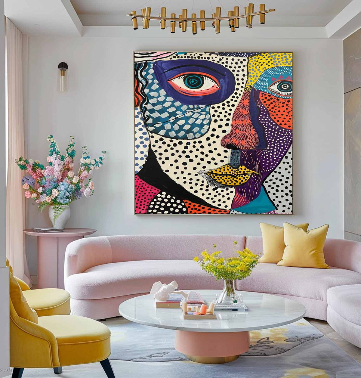 Surreal Pop Art Dual Portrait Vibrant Modern Wall Art
