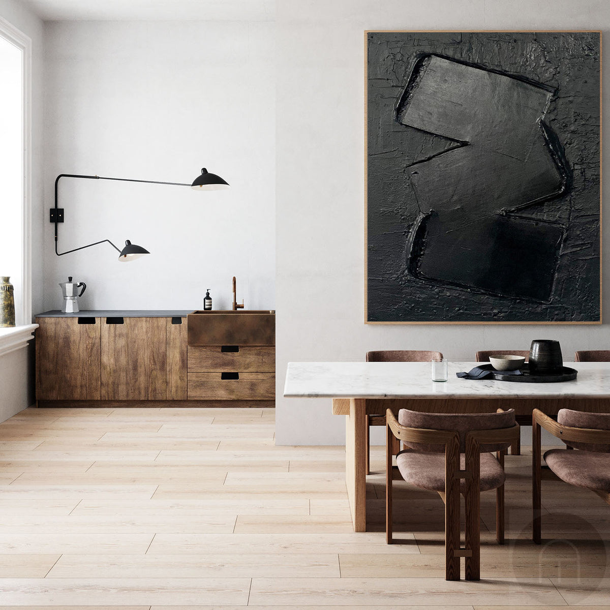 Wall Art Abstract Black Textured Painting