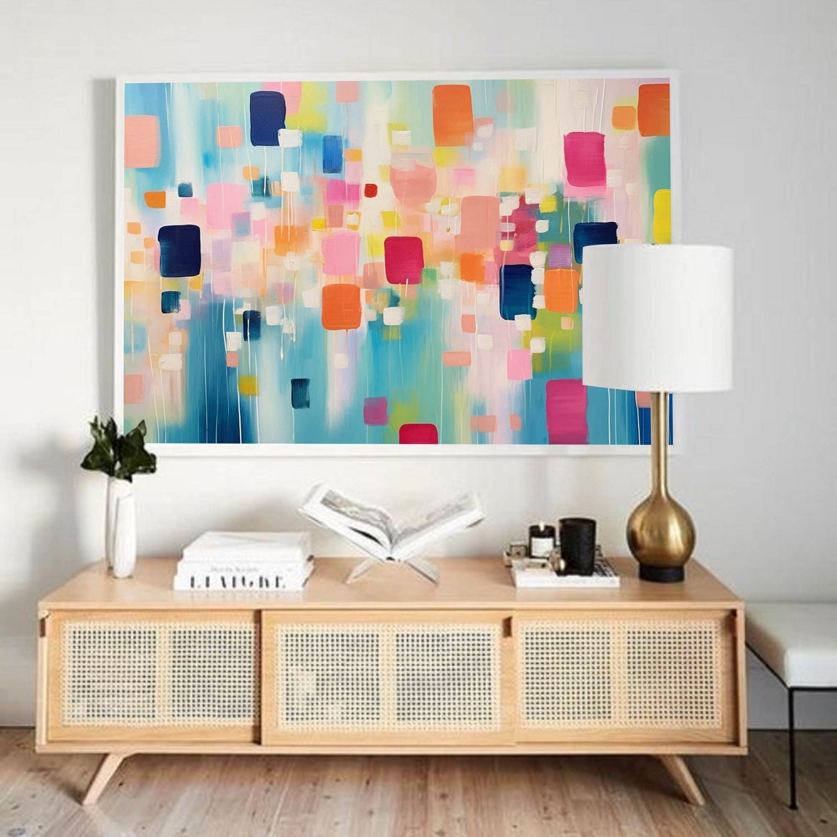 Contemporary Painting Vibrant Color Blocks Wall Art