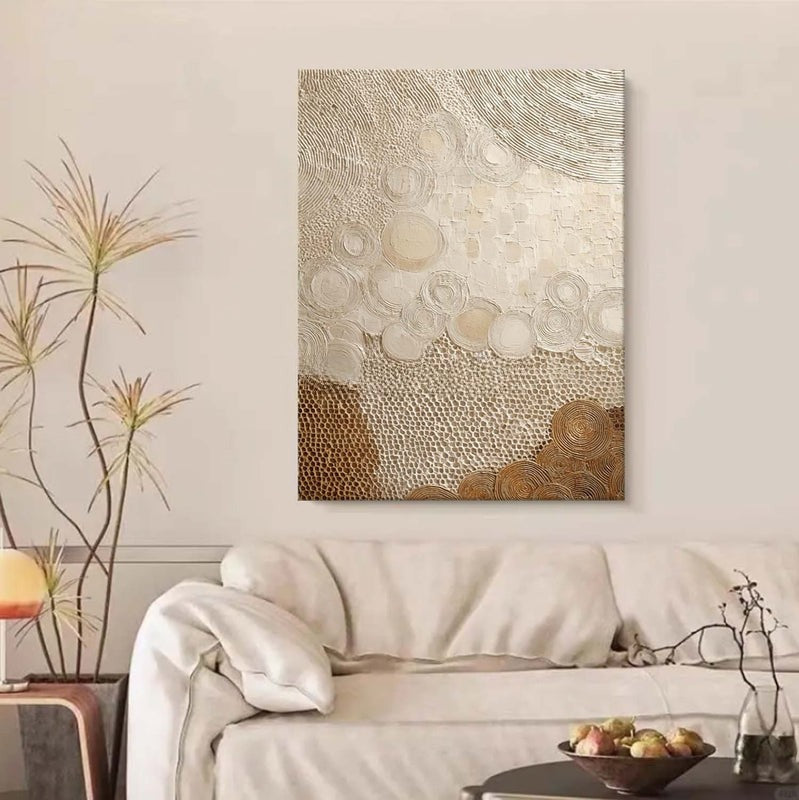 Wall Art Neutral Patchwork Bas-Relief Oil Painting