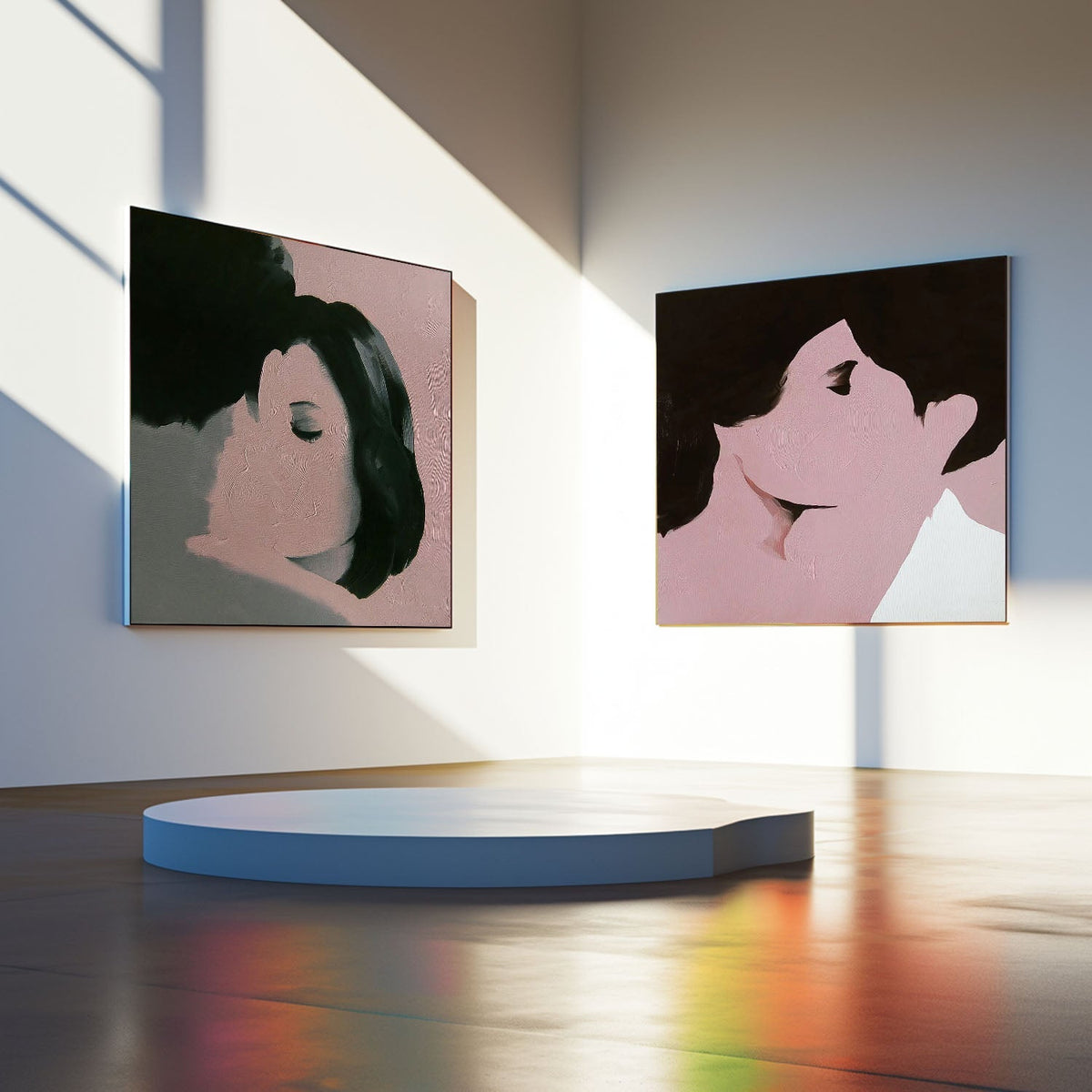 Minimalist Intimacy Diptych Painting