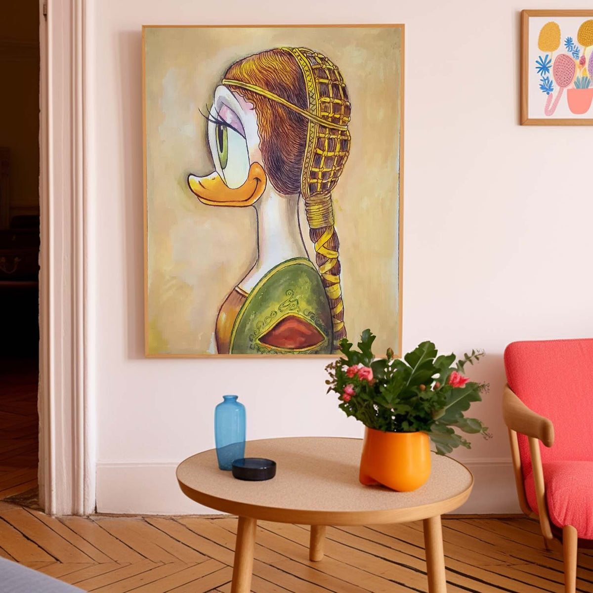 Pop Art Mashup Daisy Duck Pearl Earring Oil Painting