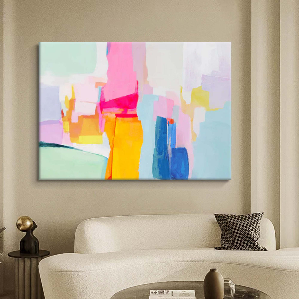 Vibrant Pastel Color Block Oil Painting