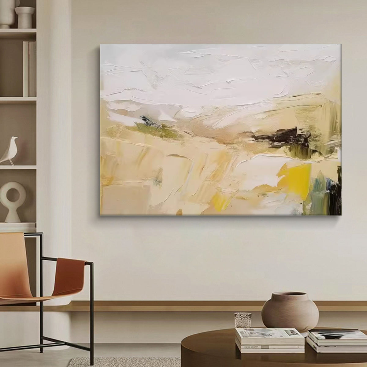Neutral Tone Impasto Abstract Oil Painting