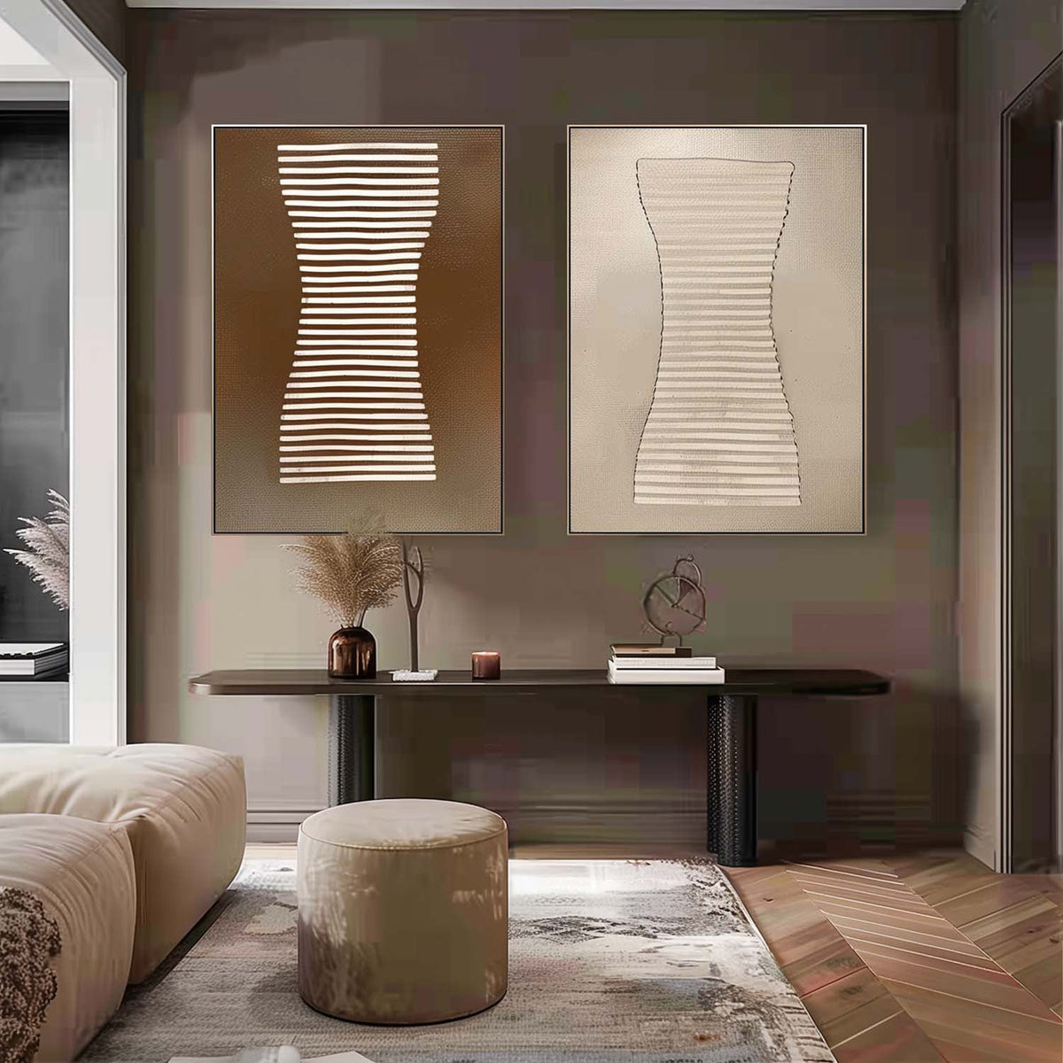 Wall Art Minimalist Hourglass Line Plaster