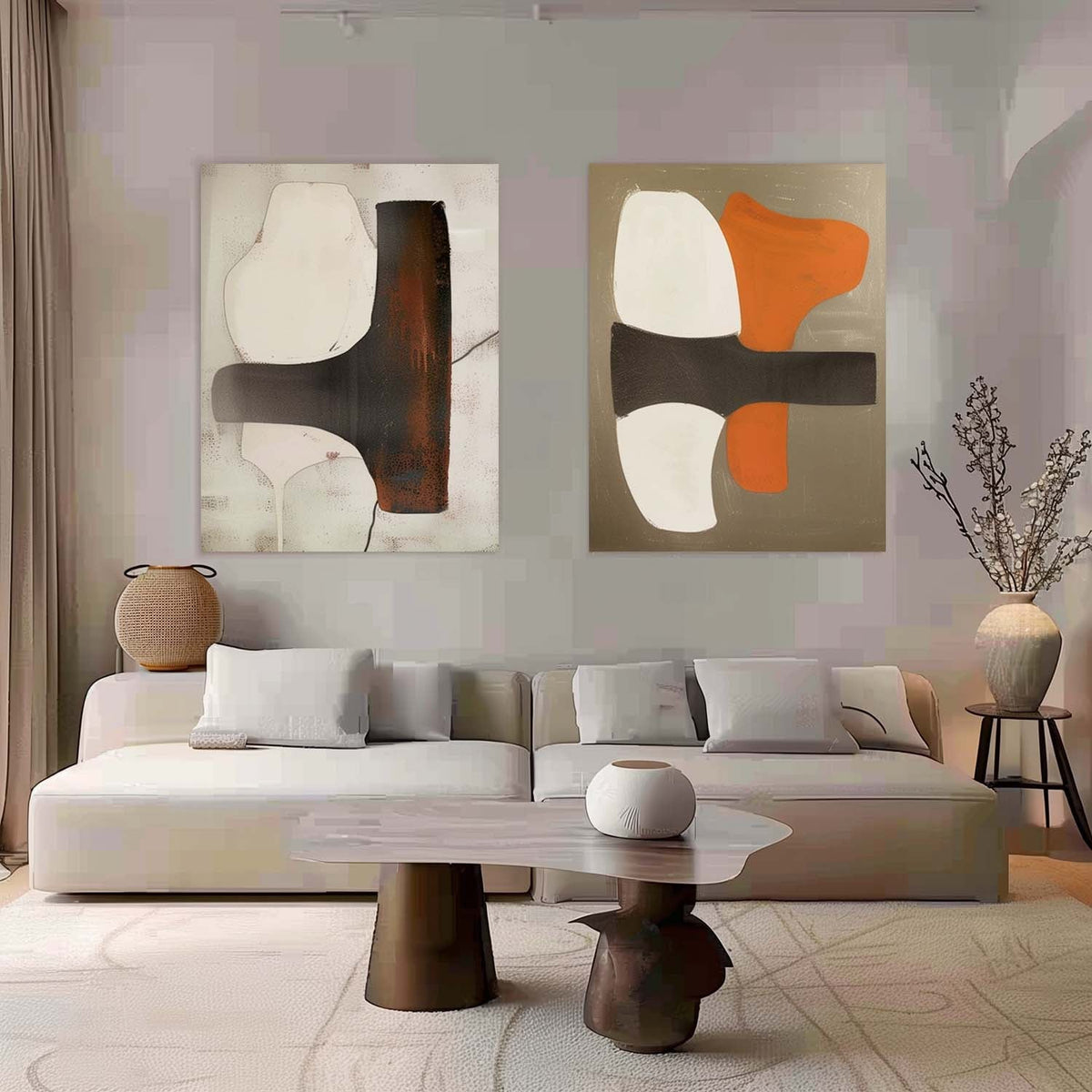 Modern Minimalist Wall Art 2 Piece Set