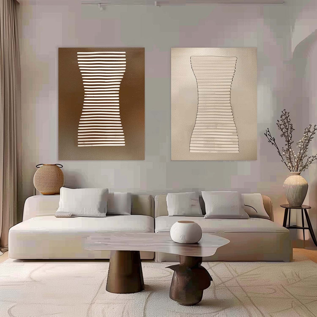 Wall Art Minimalist Hourglass Line Plaster