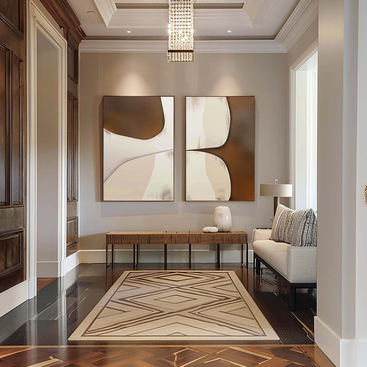 Wall Art Brown Beige Abstract Minimalist Shape