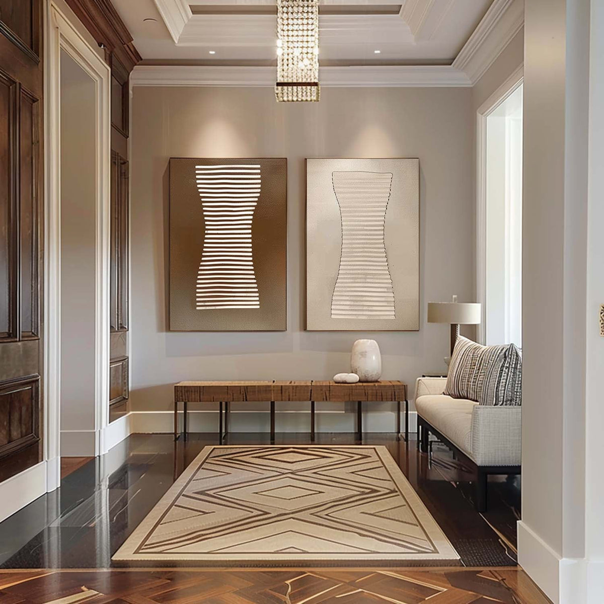Wall Art Minimalist Hourglass Line Plaster