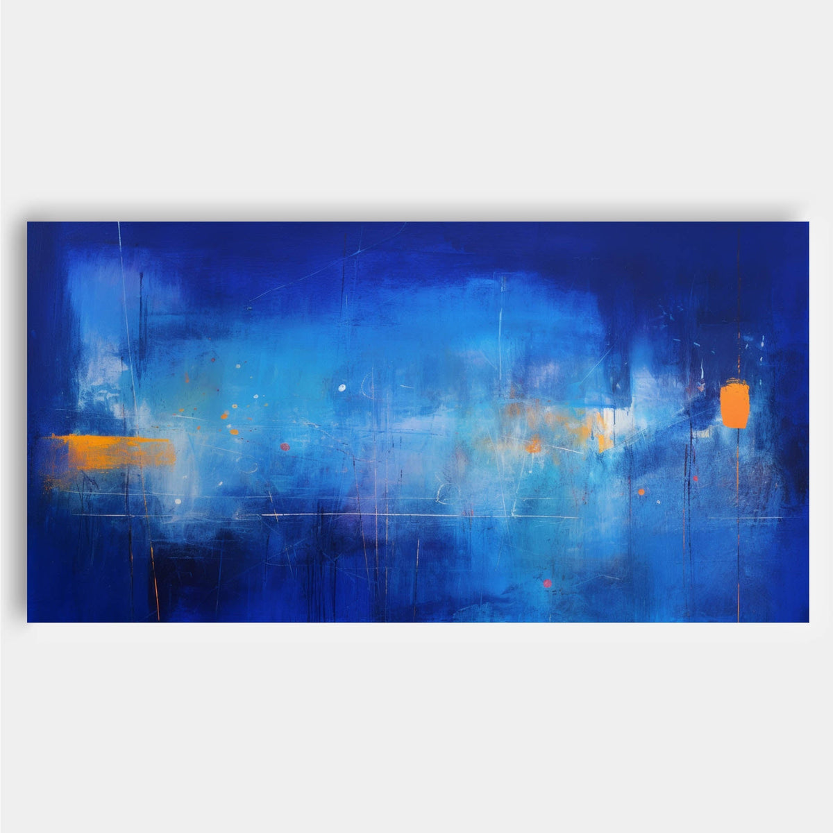 Expressionist Panoramic Blue Orange Wall Art