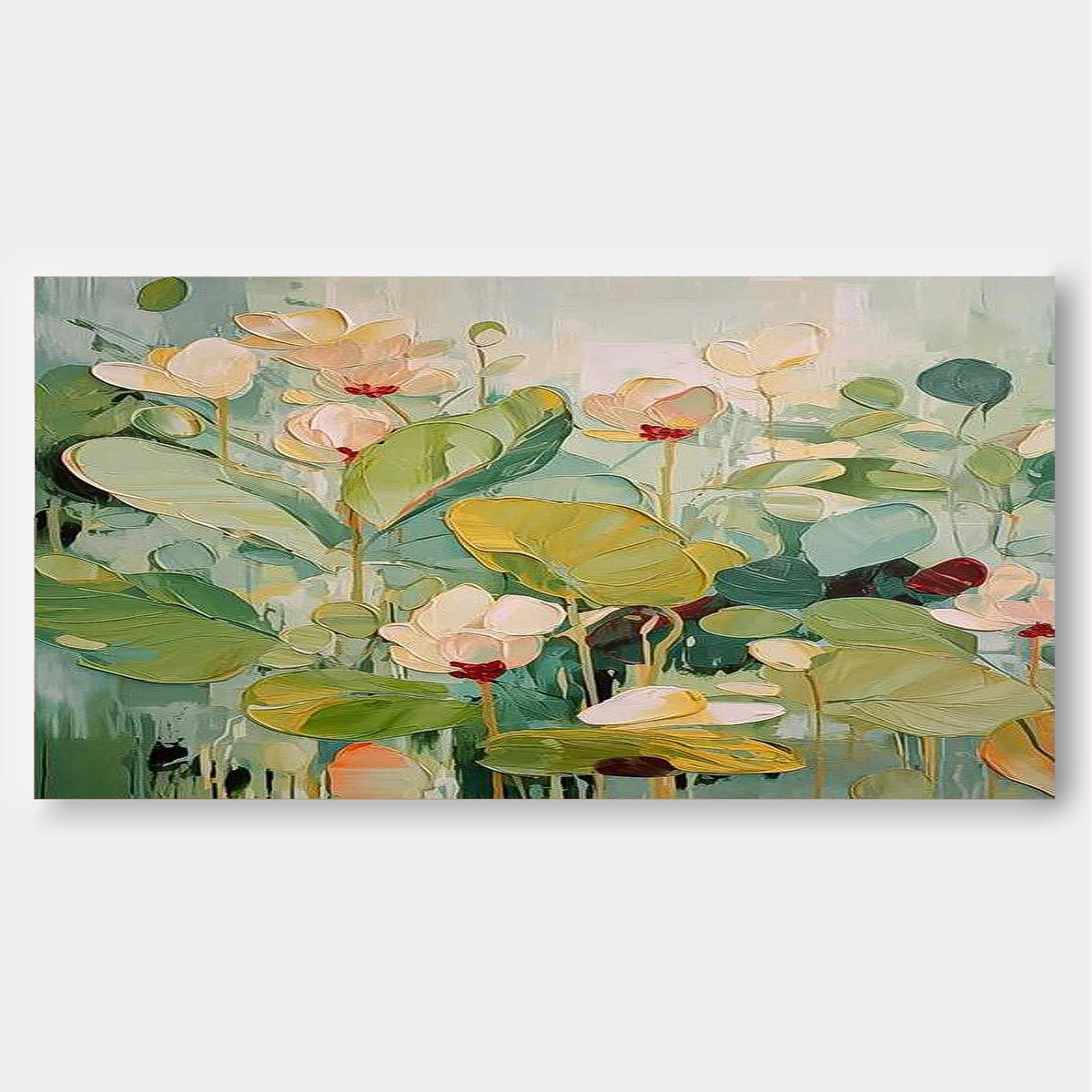 Wall Art Impasto Soft Lotus Pond Floral