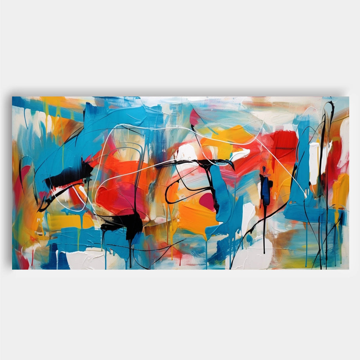 Expressionist Panoramic Blue Orange Painting