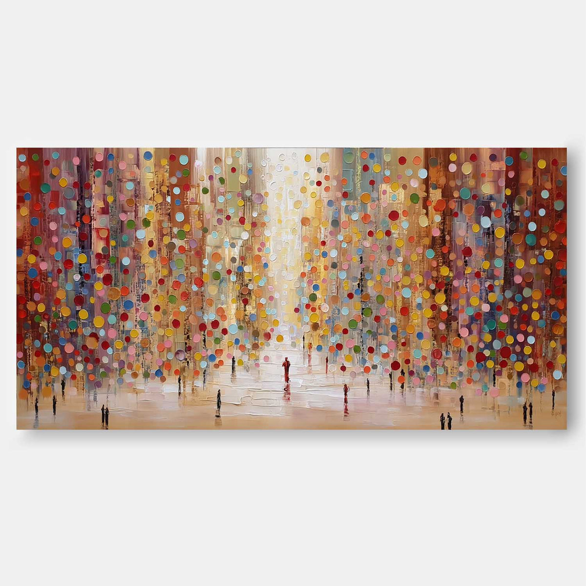 Wall Art People Pointillist Bokeh Cityscape