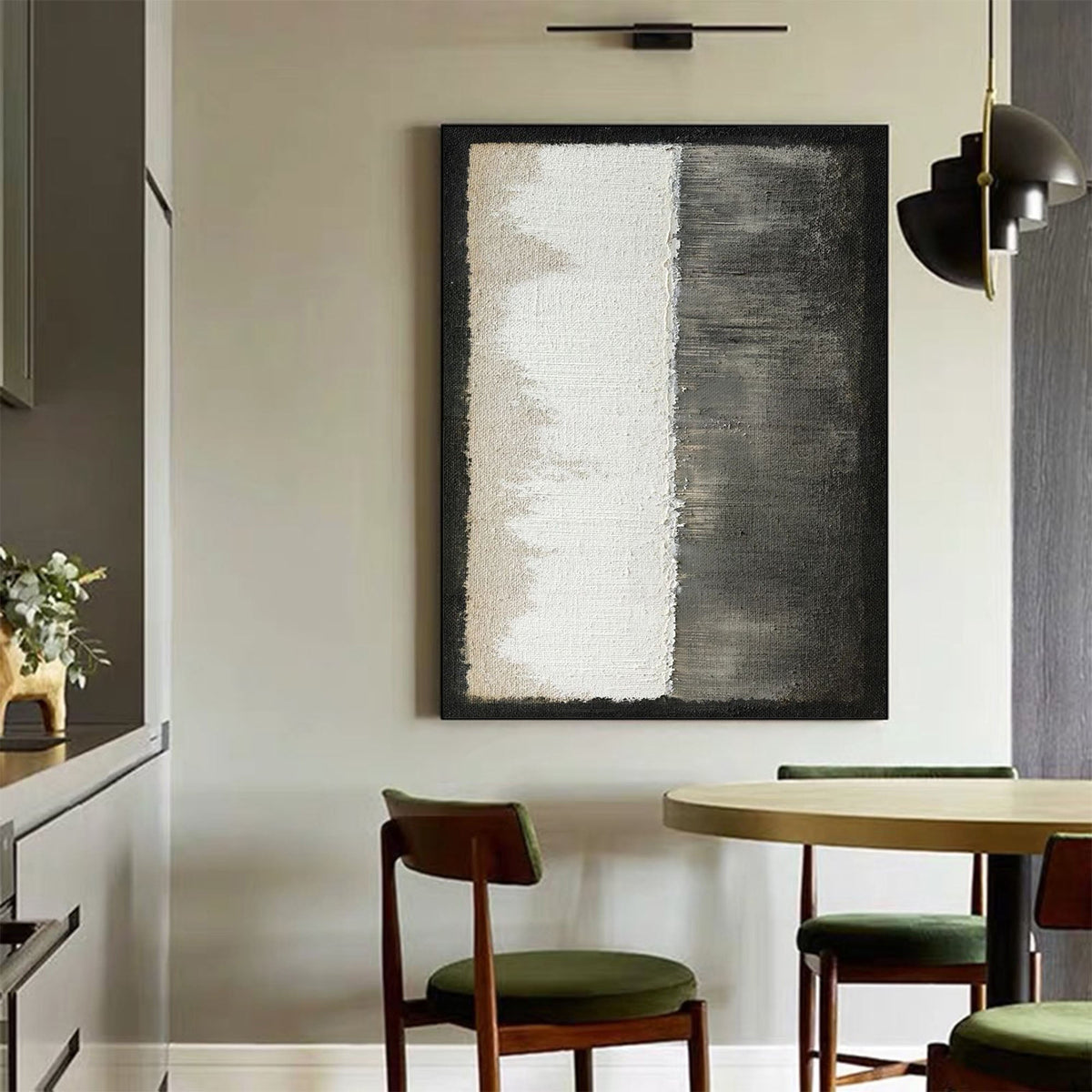 Monochrome Split Panel Abstract Painting