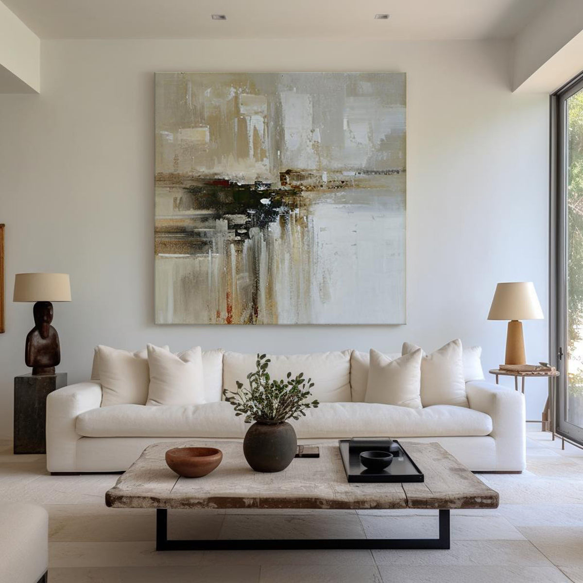 Neutral Beige Gray Abstract Painting