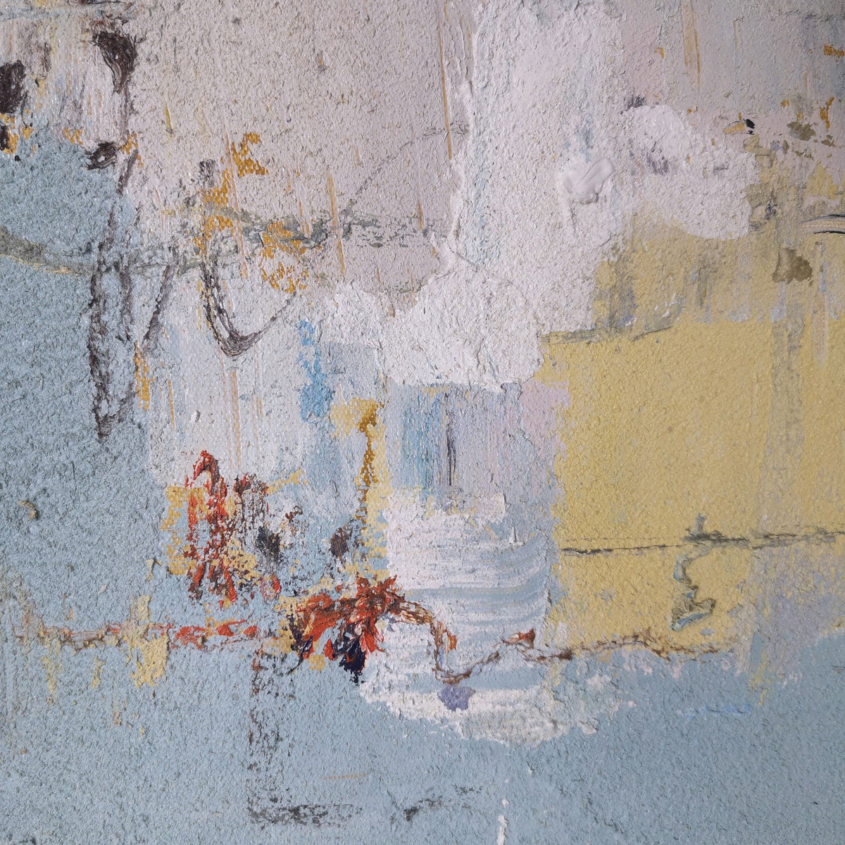 Textured Blue Yellow Abstract Oil Painting