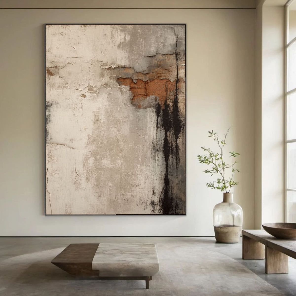 Weathered Wall Patina Wabi-Sabi Oil Painting