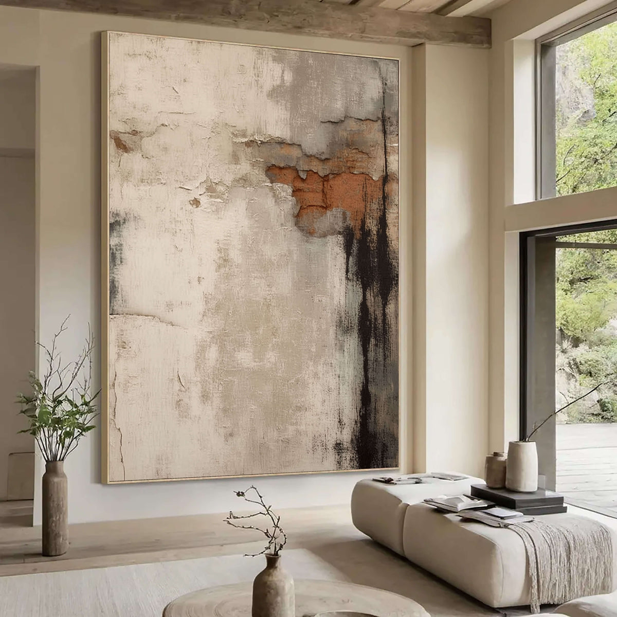 Weathered Wall Patina Wabi-Sabi Oil Painting