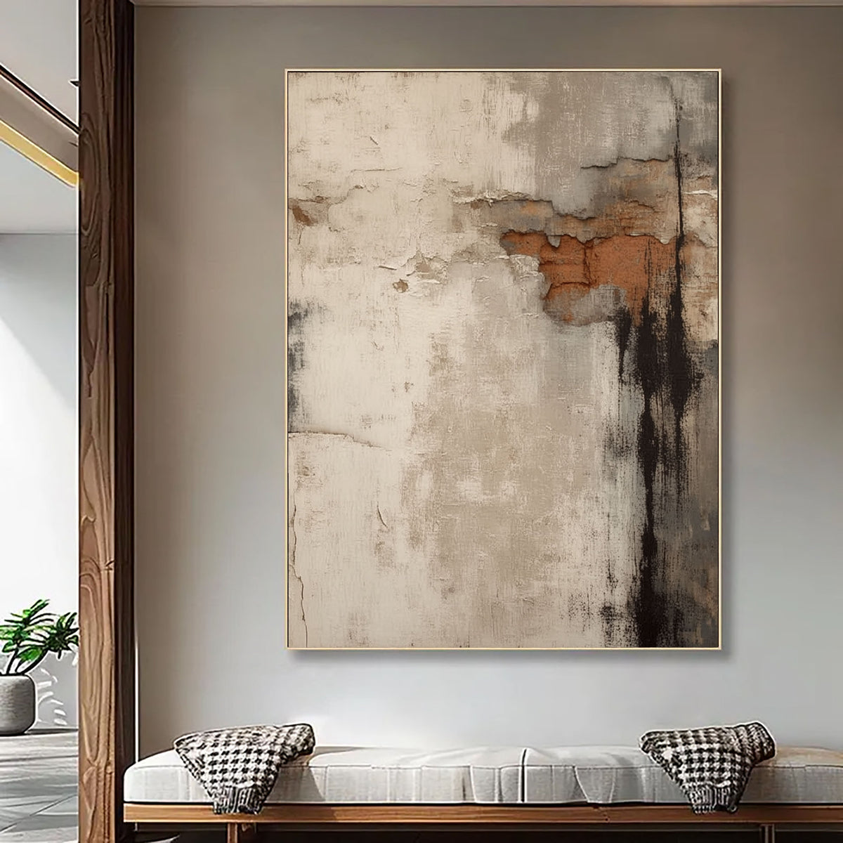 Weathered Wall Patina Wabi-Sabi Oil Painting