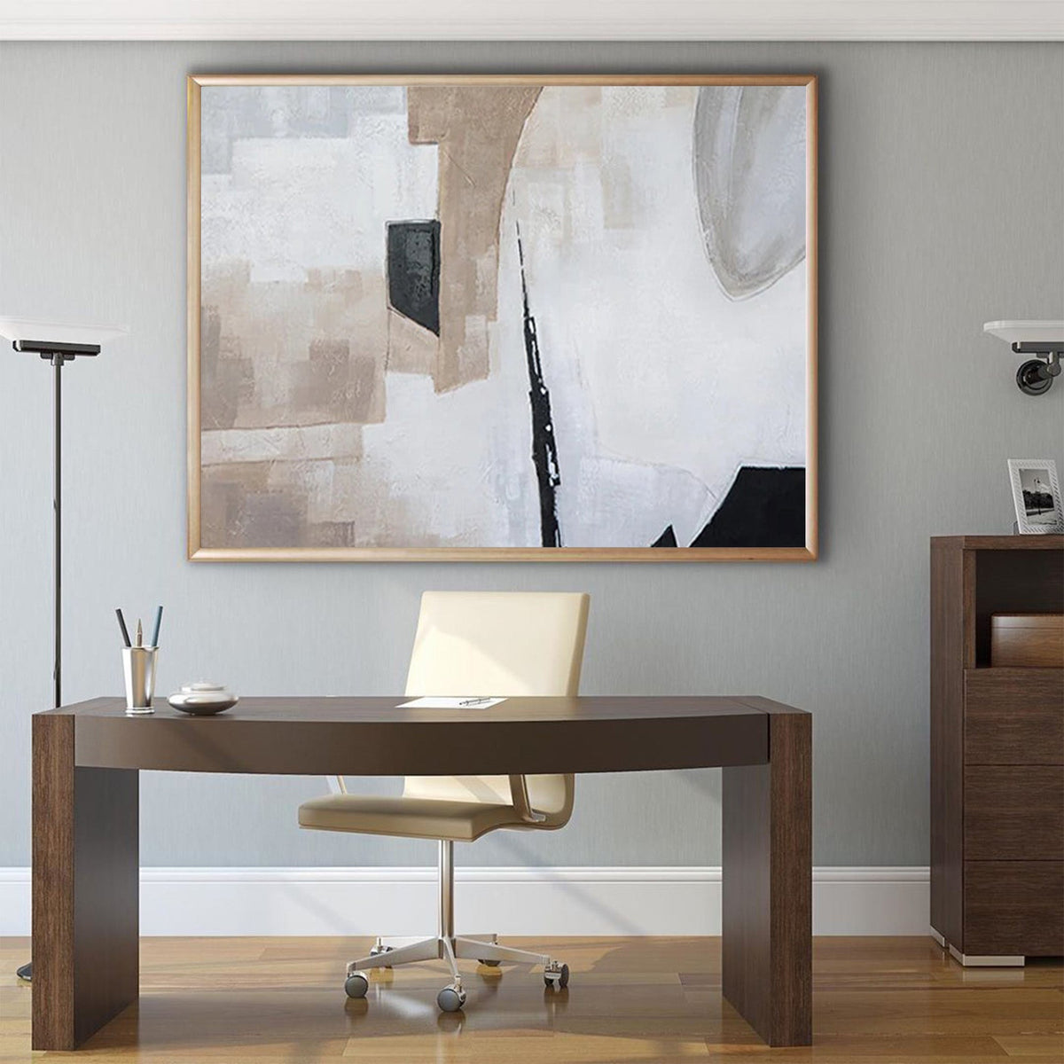 Earth‑Tone Block Abstract Modern Sophisticated Living Space Wall Statement