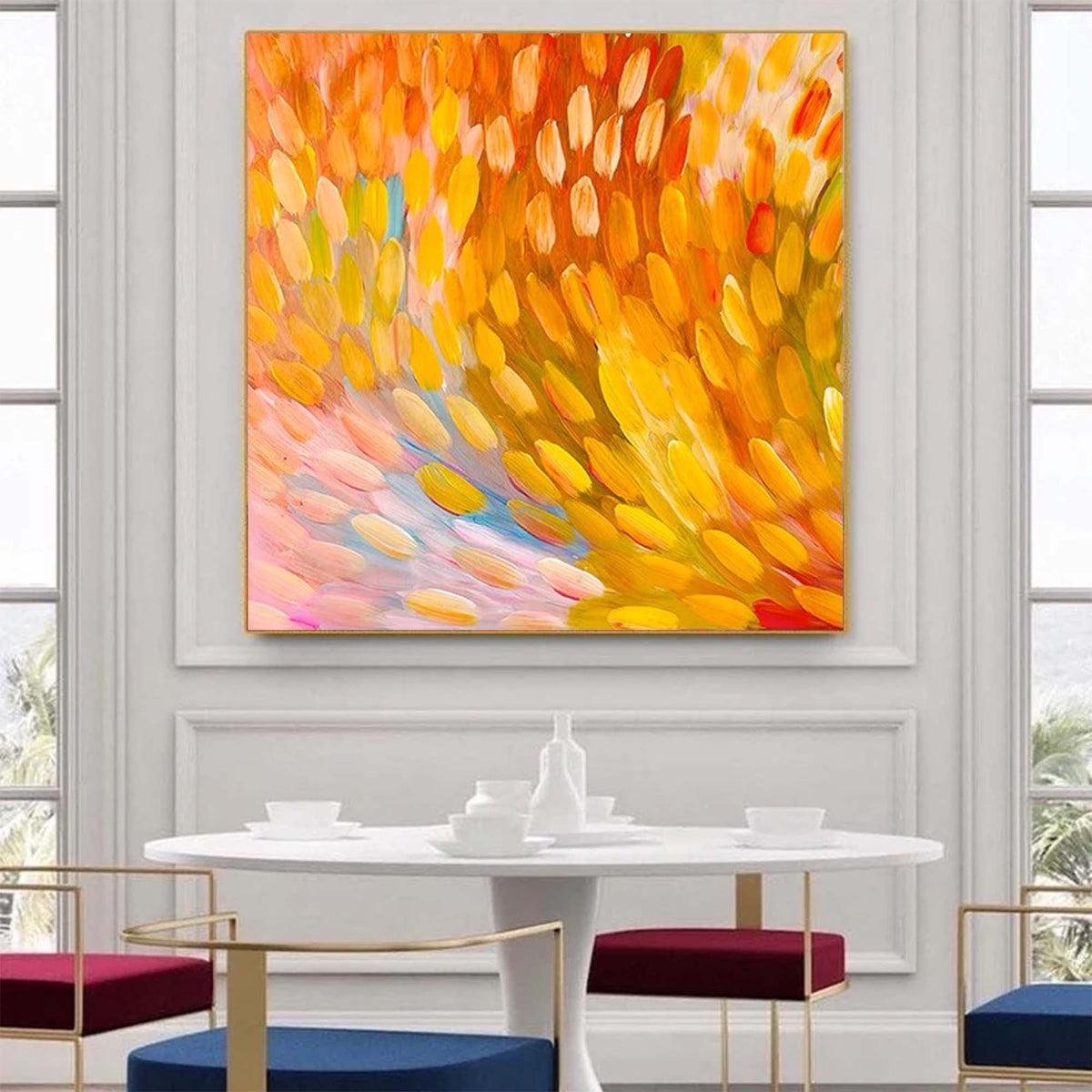 Orange Petal‑Brush Canvas Wall Art