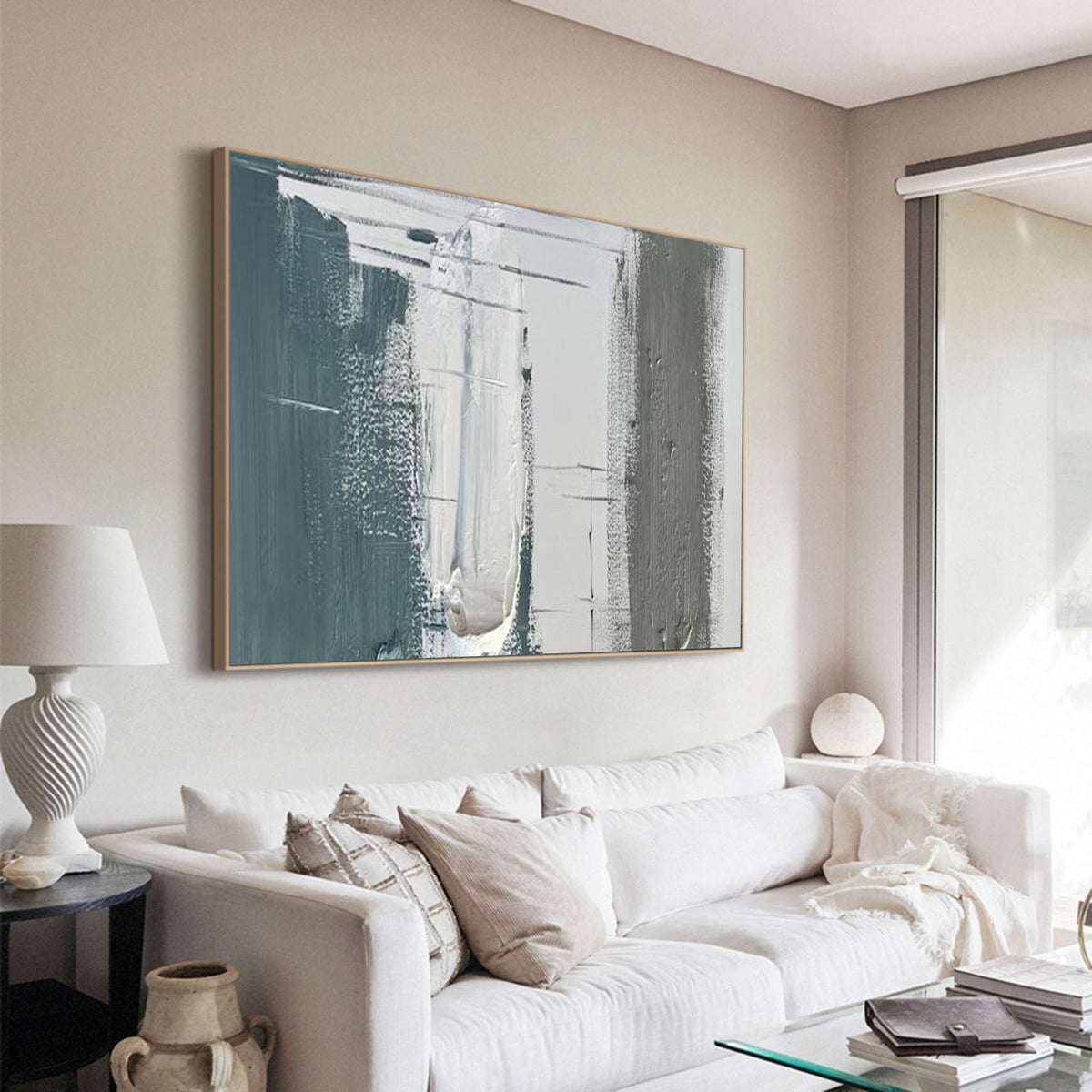Wall Art Abstract Blue Gray Painting
