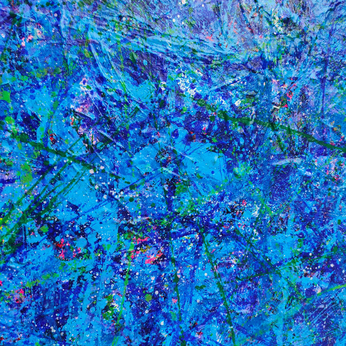 Vibrant Blue Expressionist Oil Painting Square