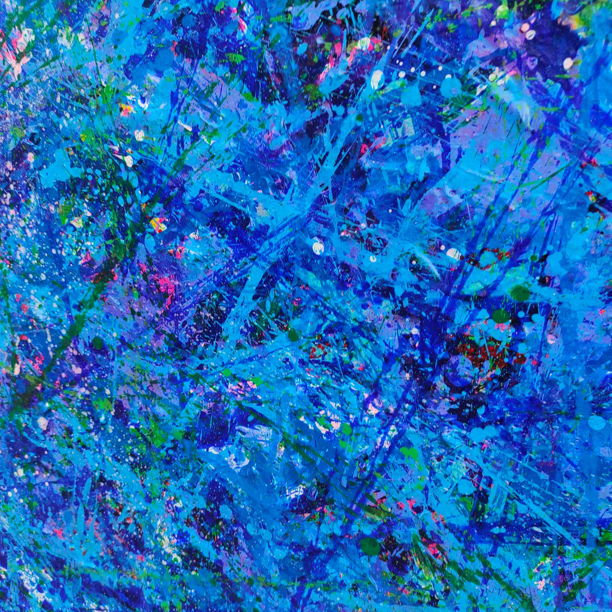 Vibrant Blue Expressionist Oil Painting Square