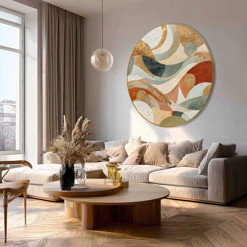 Wall Art Minimalist 3D Gold Geometric Waves - Neutralighting