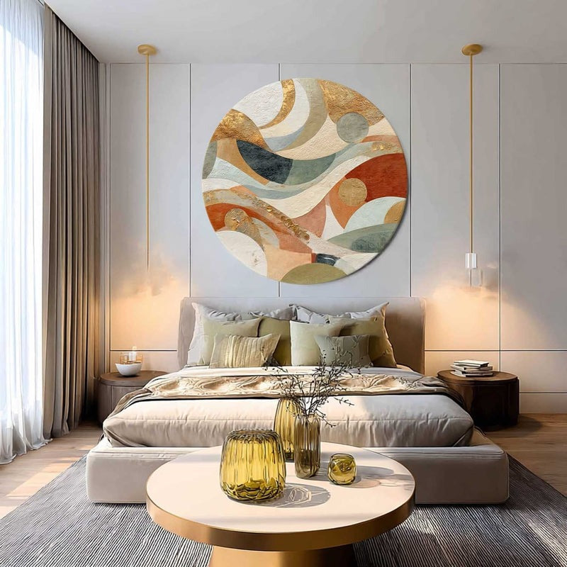 Wall Art Minimalist 3D Gold Geometric Waves - Neutralighting