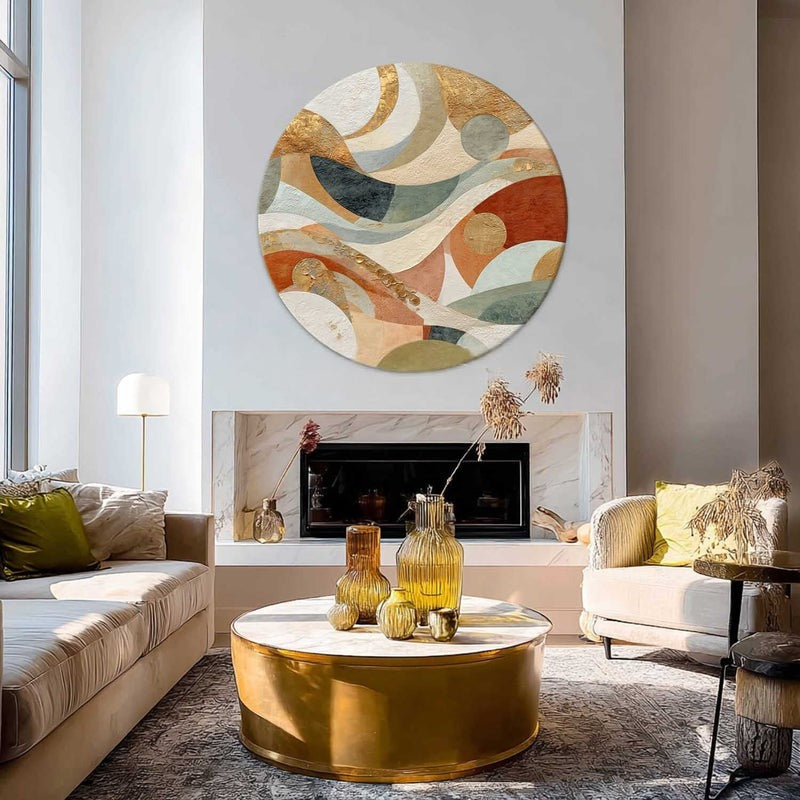 Wall Art Minimalist 3D Gold Geometric Waves - Neutralighting