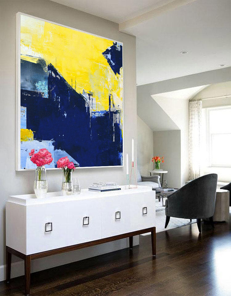 Blue Yellow Abstract Painting