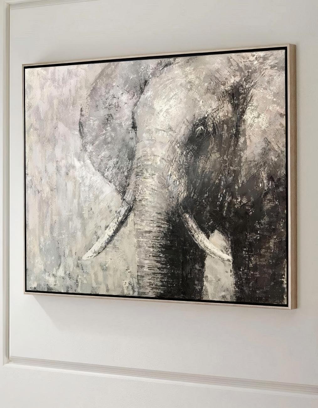Monochrome Elephant Oil Painting