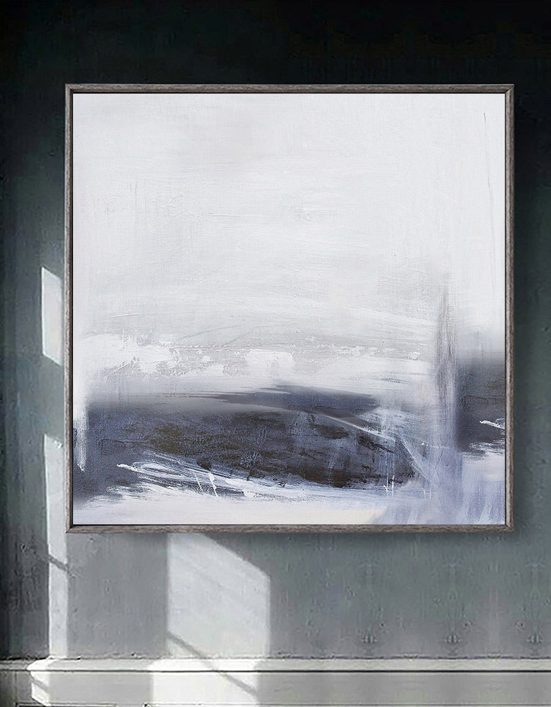 Minimalist Gray Abstract Oil Painting