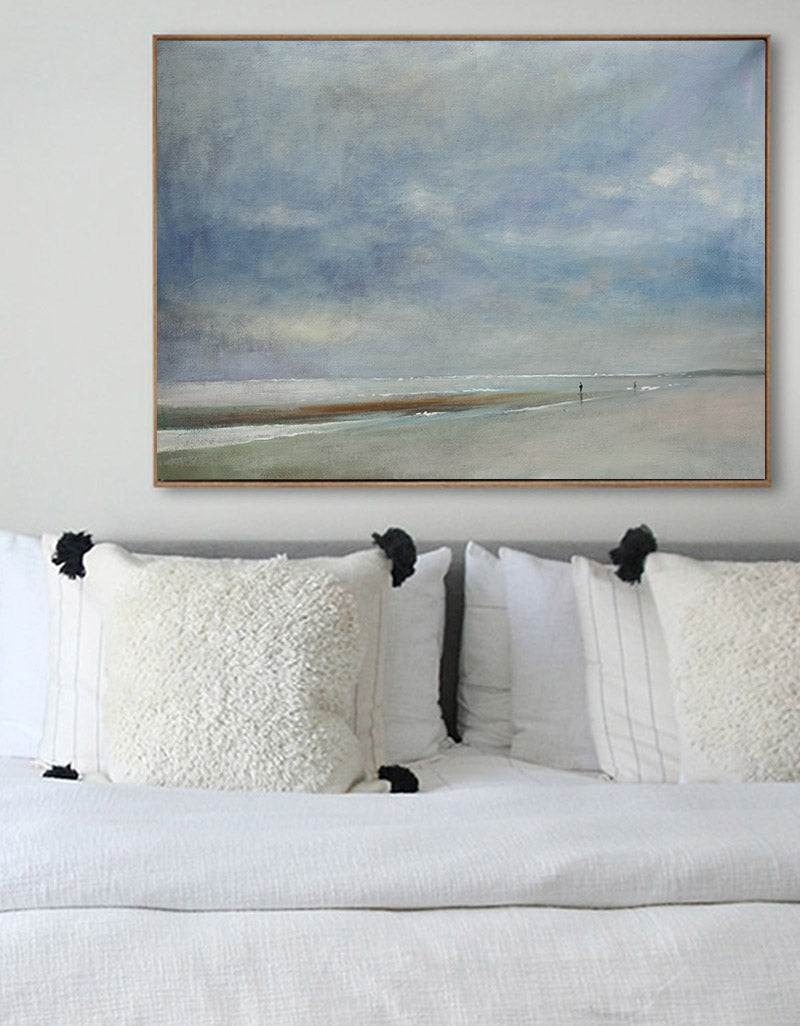 Misty Coastal Walk Abstract Painting Horizontal