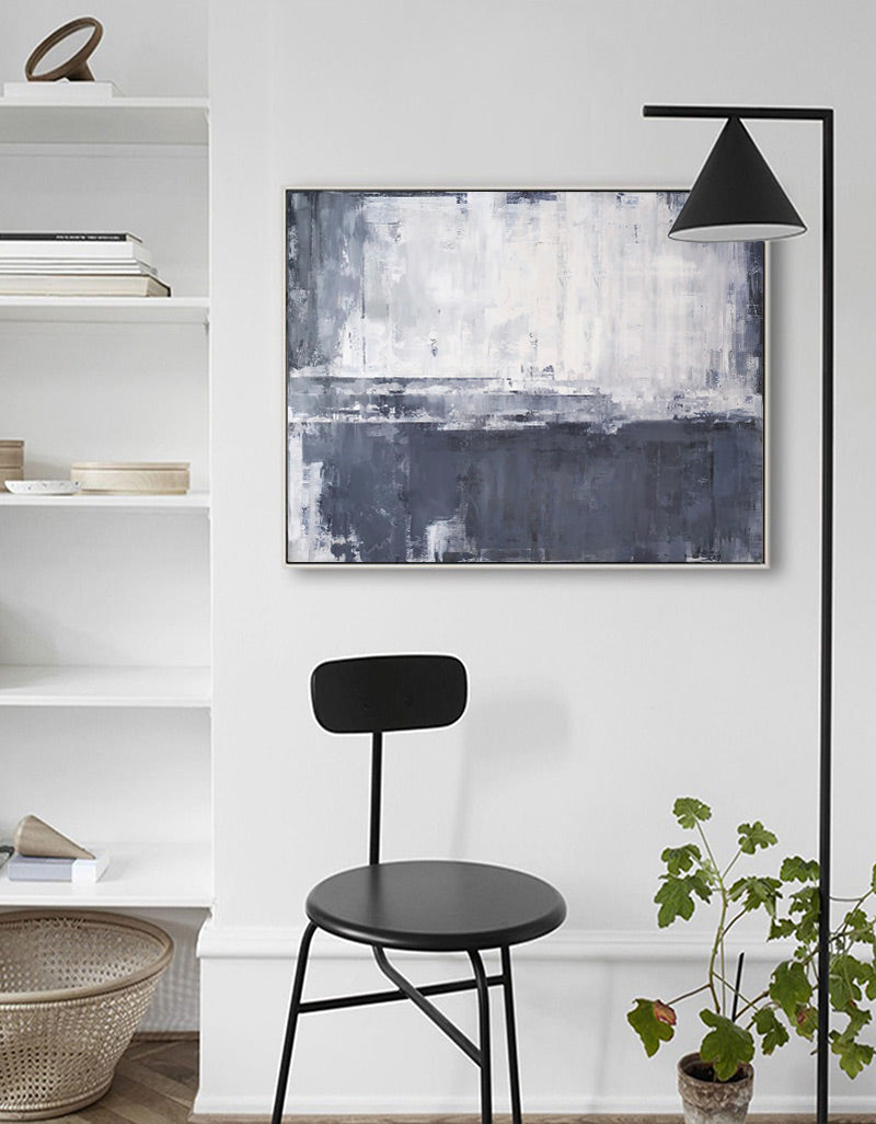 Gray White Minimalist Abstract Oil Painting
