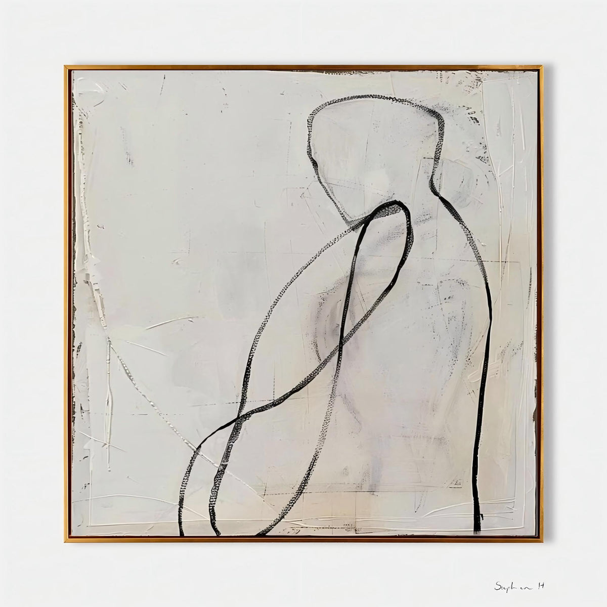 Minimalist Embrace Line Art Painting