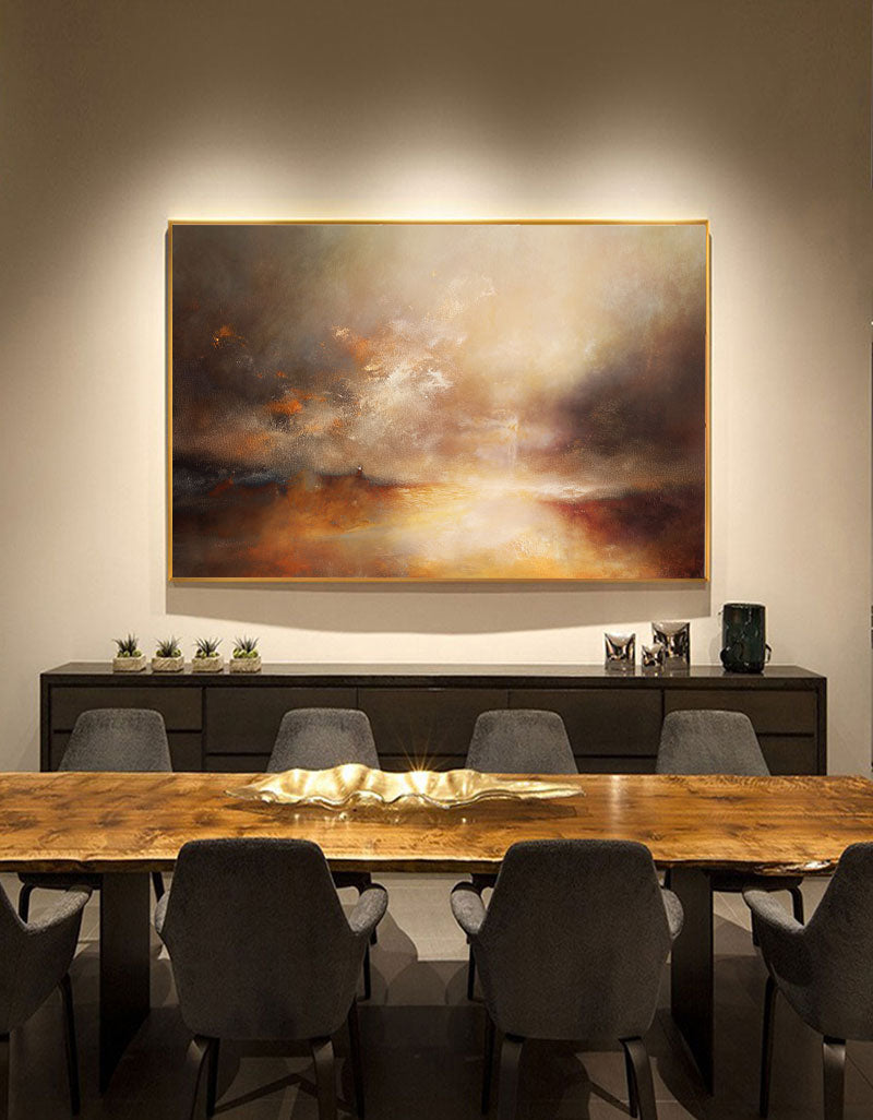 Warm Sunset Landscape Oil Painting