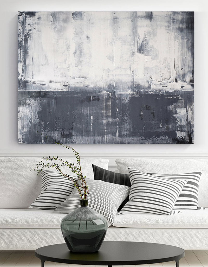 Minimalist Gray Two-Tone Abstract Painting