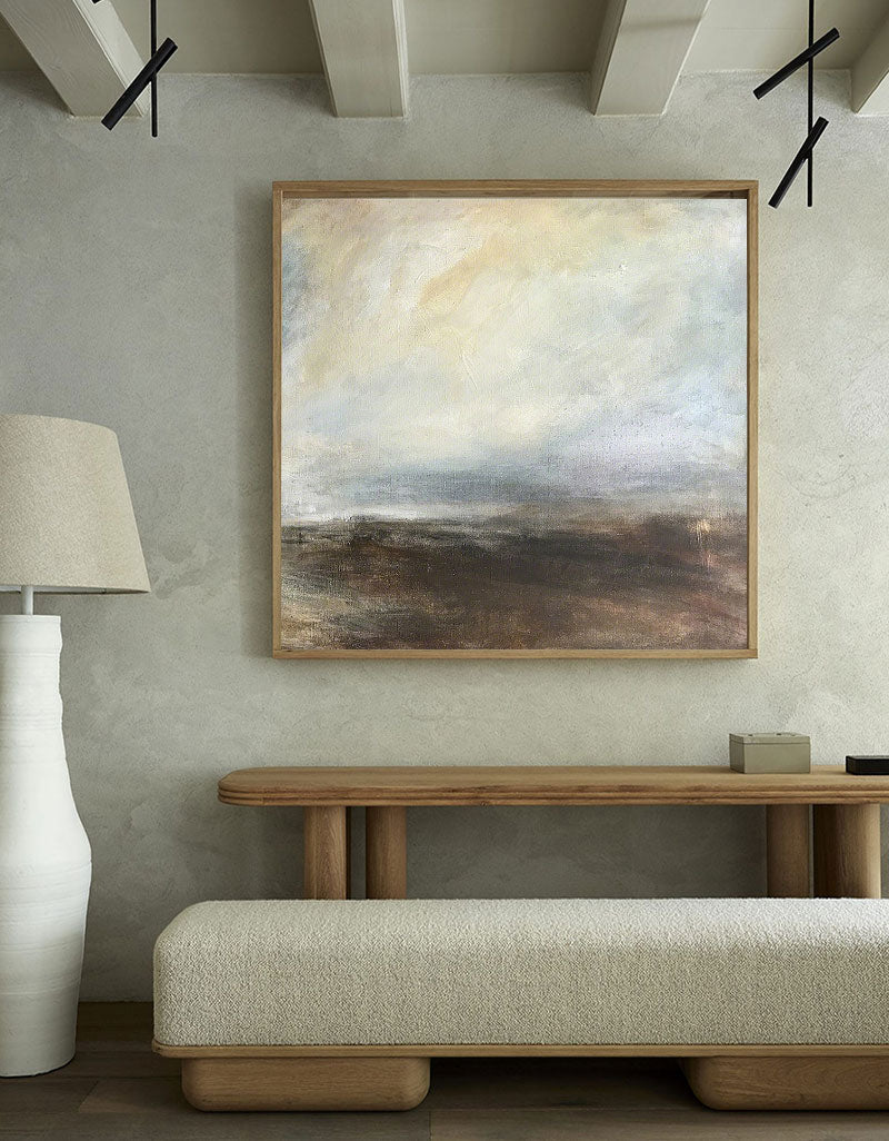 Minimalist Earth Tone Horizon Abstract Painting