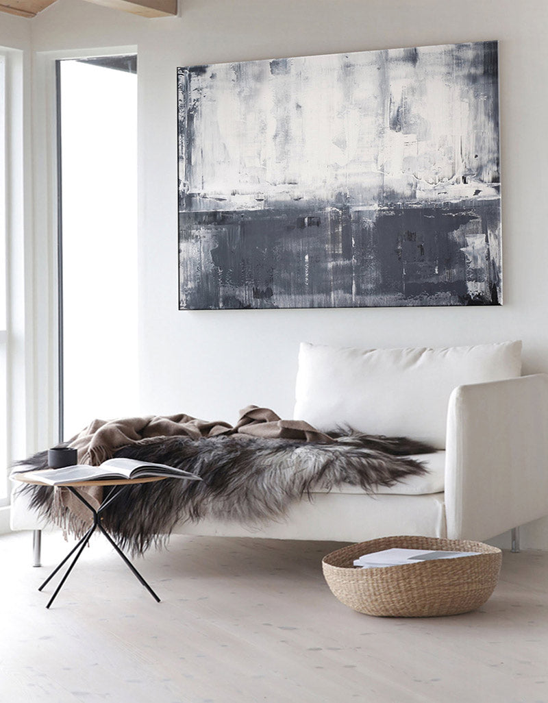 Minimalist Gray Two-Tone Abstract Painting