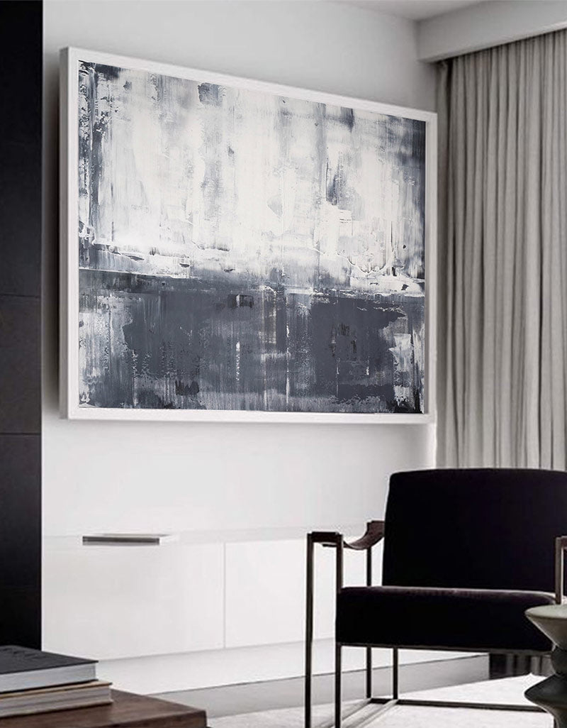 Minimalist Gray Two-Tone Abstract Painting